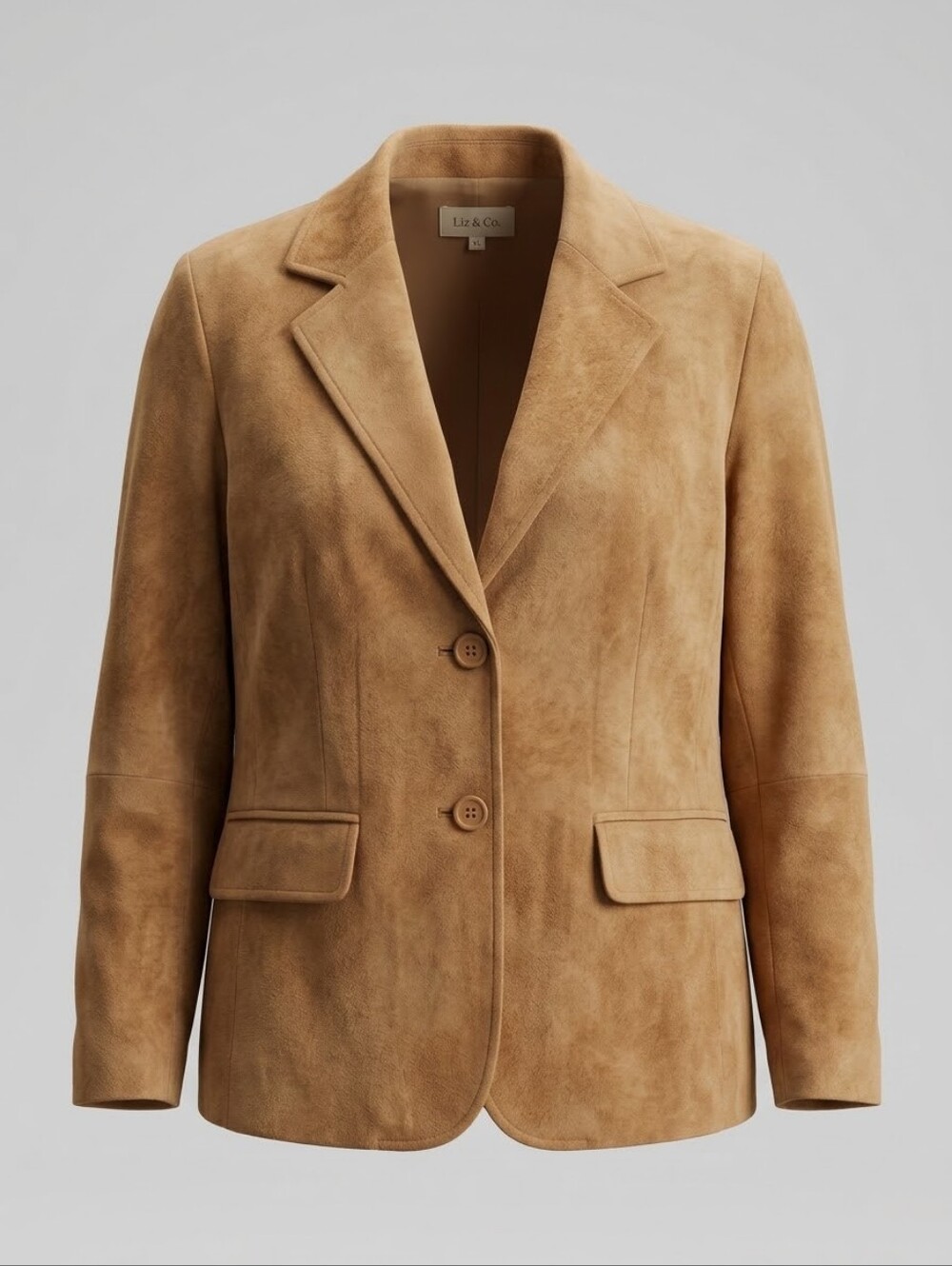 XL Genuine Suede Leather Blazer Jacket Camel Tan Vintage Prep Western Boho
